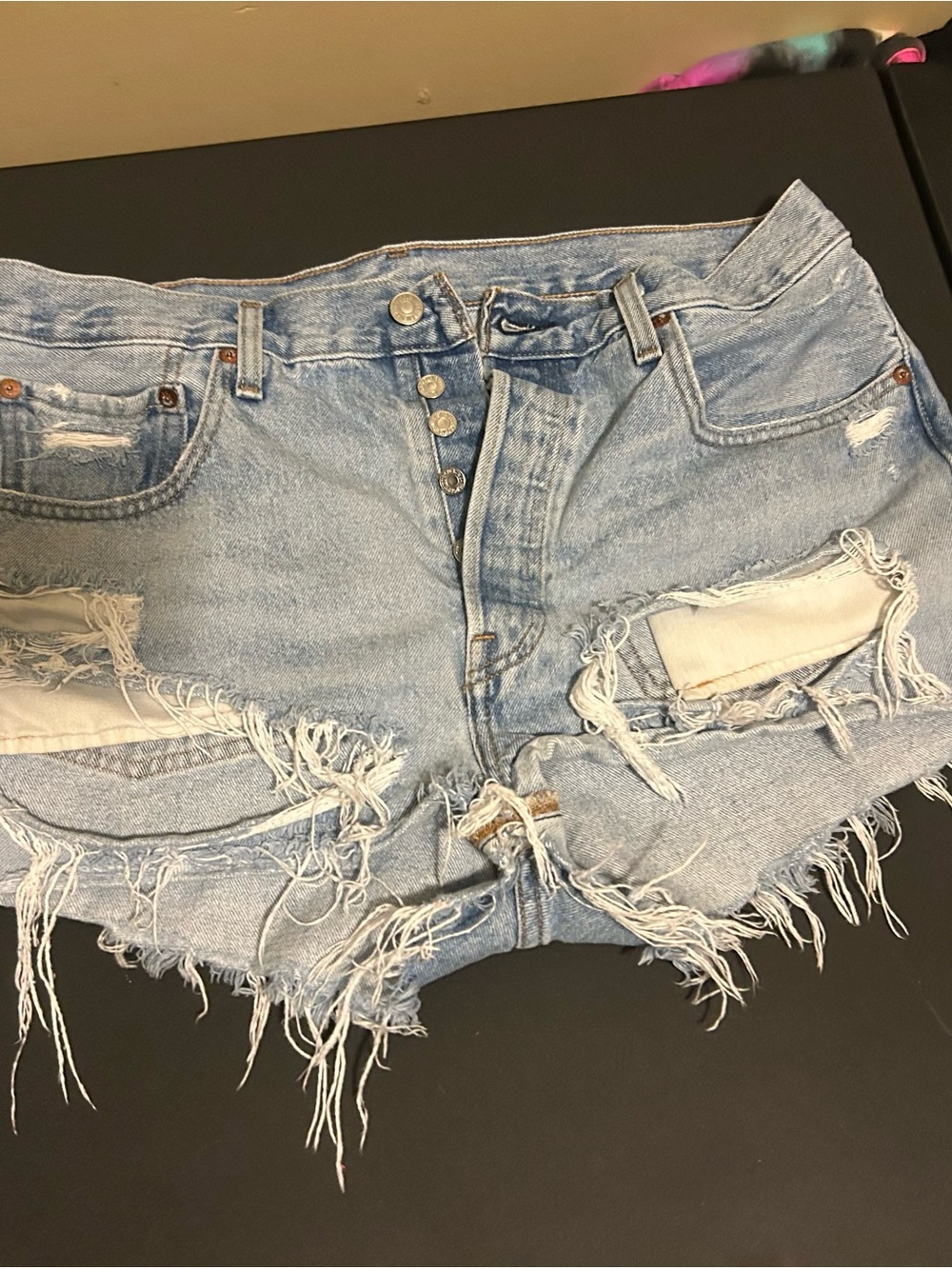 Levi's Light Blue Distressed Denim Cutoff Shorts